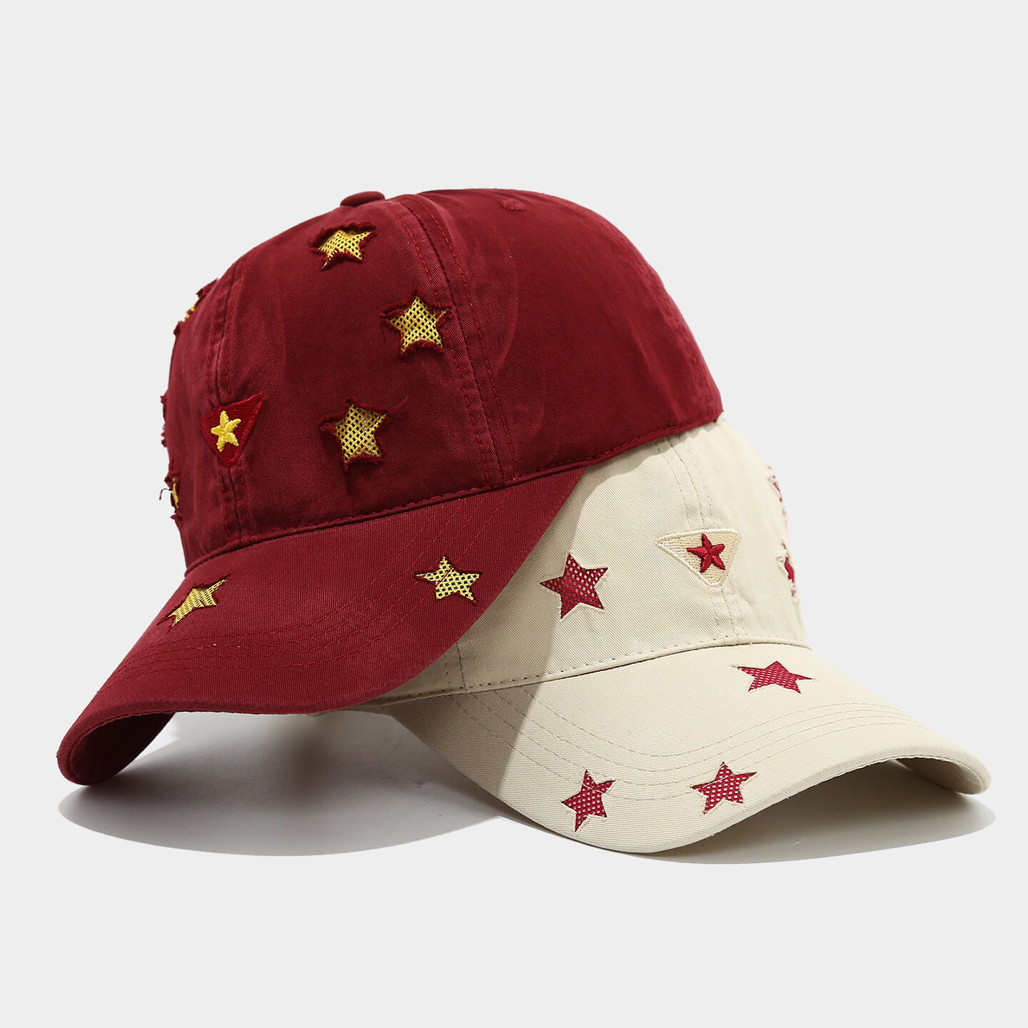 Simple Series Retro Baseballkappe aus Baumwolle mit Sternenmuster und verschiedenen Farben Bild3
