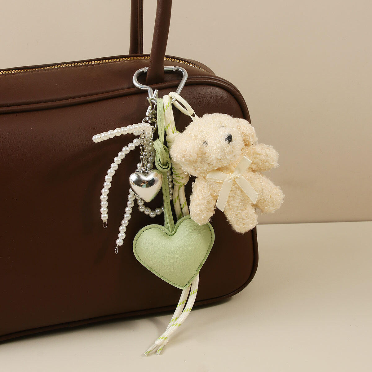 Simple Series Cute Heart Animal Twist Beads Fabric Bag Charms