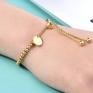 Pulseras de cuentas para mujer de la serie Simple Casual Beads, de acero inoxidable, impermeables y de color dorado. h5 Imagen3