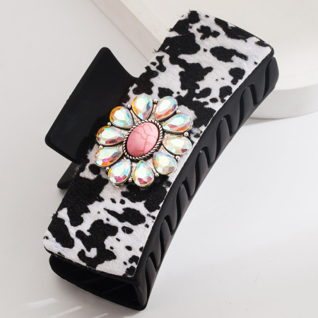 Ethnic Series Bohemian Flower Leopard Print Acrylic Artificial Gemstone Hair Claws 2