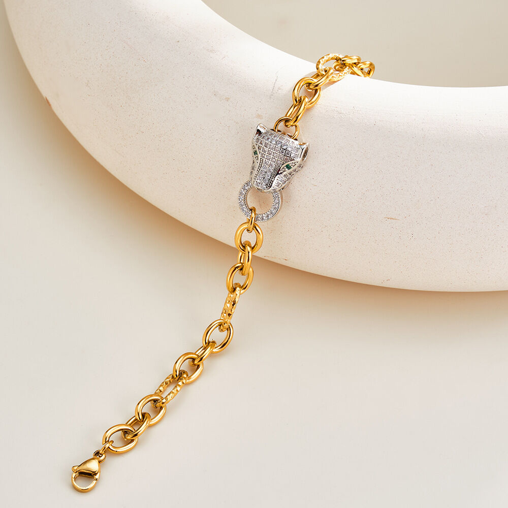 Luxurious Series Elegant Irregular Shape Animal Stainless Steel Waterproof   Gold Color  Women's Chain Bracelets Picture4