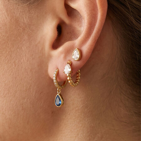 Luxurious Series Simple Droplet Stainless Steel Waterproof Gold Color Zircon Women's Earring Sets
