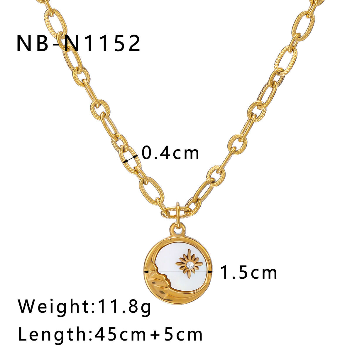 Classic Series Simple Sun Moon Stainless Steel Waterproof   Gold Color  Women's Pendant Necklaces 