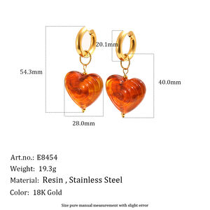 Retro Heart Beads Acrylic Gold Color Women's Necklaces Sets h5