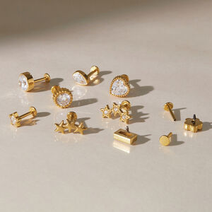 Simple Series Daily Irregular Shape Star Stainless Steel Waterproof Gold Color Zircon Women's Earring Sets h5 Picture4