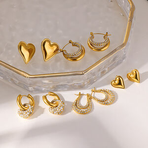 Heart Stainless Steel Waterproof Women's Hoop Earrings h5 Picture3