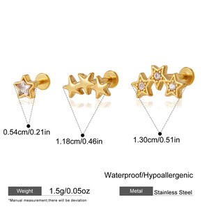 Simple Series Daily Irregular Shape Star Stainless Steel Waterproof Gold Color Zircon Women's Earring Sets h5