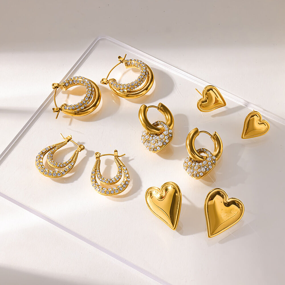 Heart Stainless Steel Waterproof Women's Hoop Earrings