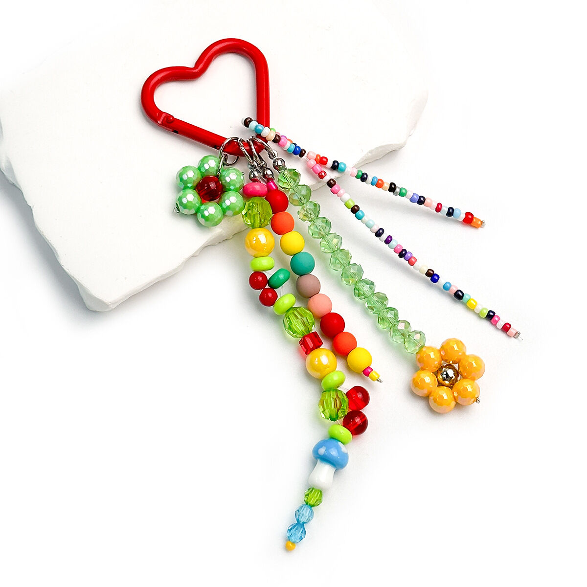 Breloques pour sac en résine de couleur assortie, perles en forme de cœur fleuries, collection quotidienne Simple Series h5 