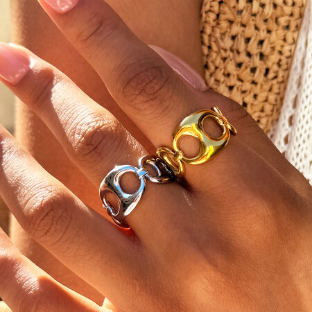 Simple Series Daily Irregular Shape Stainless Steel Waterproof Gold Color Women's Statement Rings