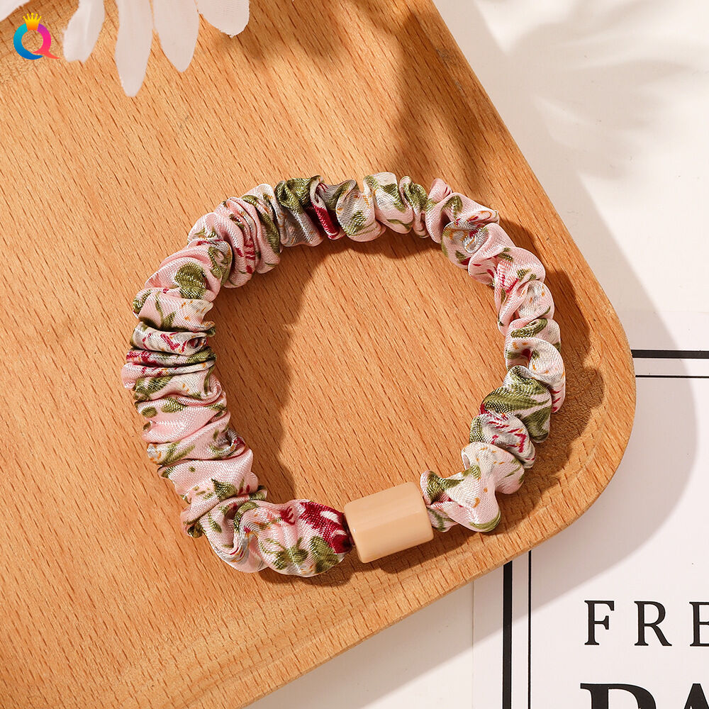 Gomas para el cabello de tela Simple Series Daily Flower, color liso, estampado de leopardo, rayas y lunares. 