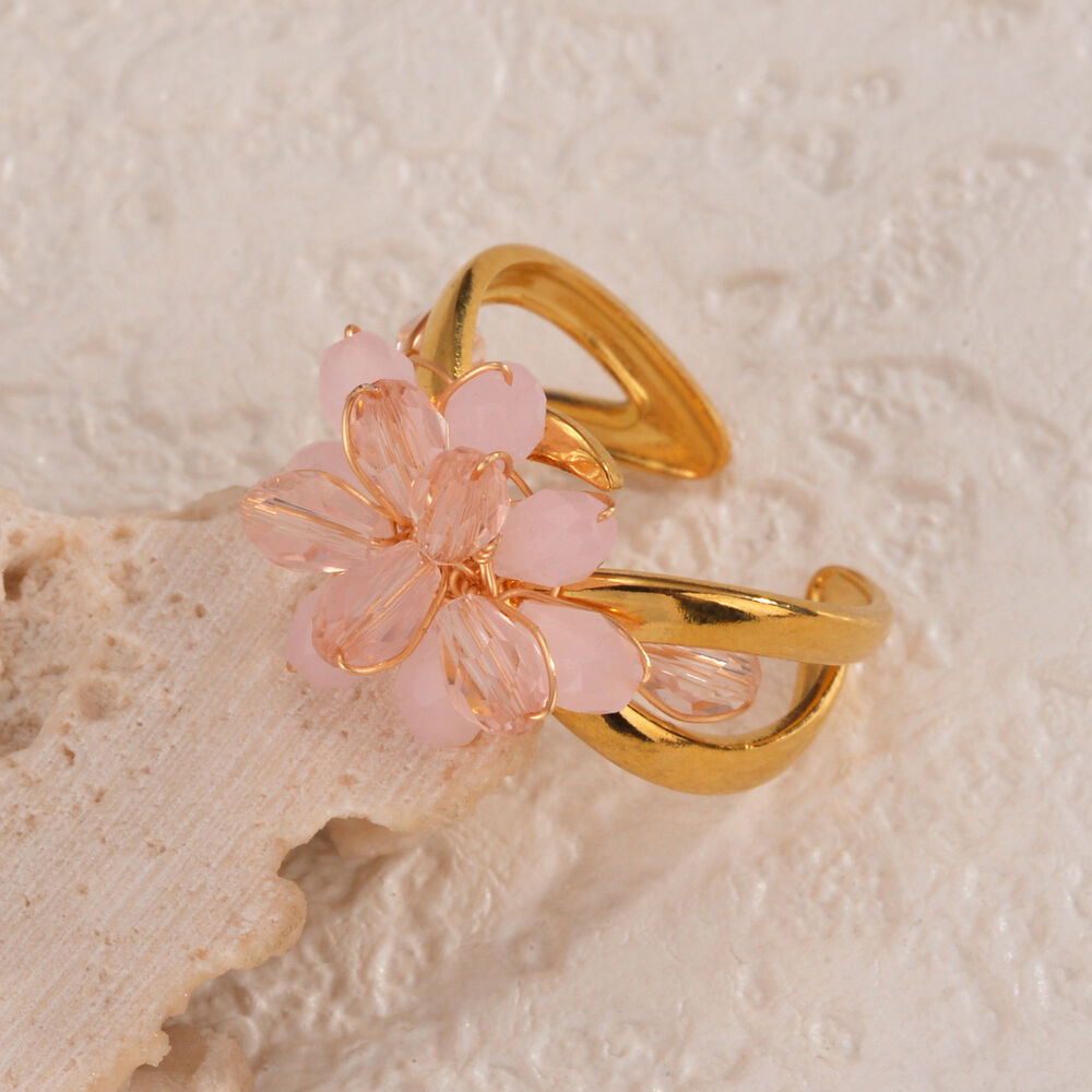 Romantische Serie: Statement-Ringe mit süßen Blumen und Kristallen h5Bild3