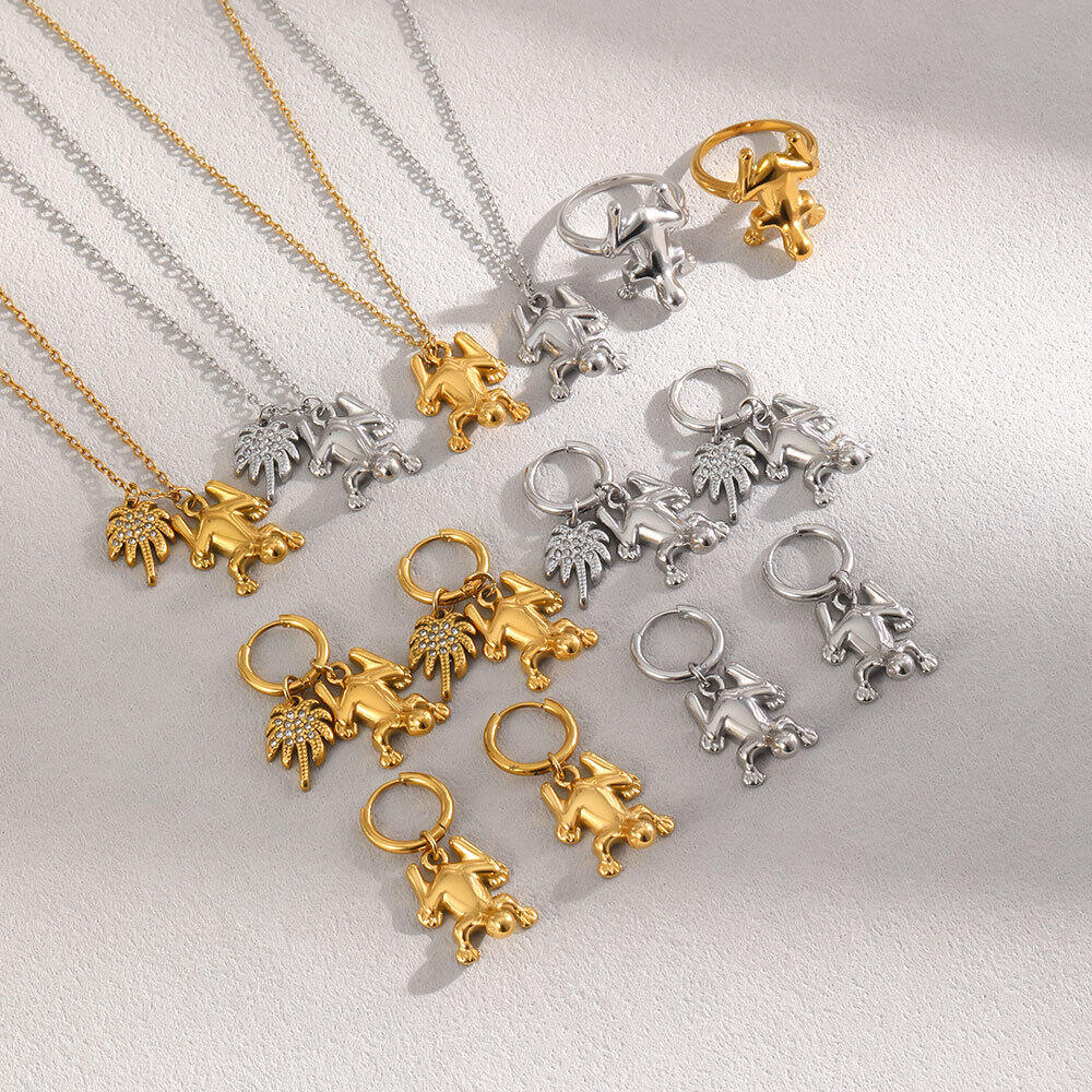 Simple Series Cute Irregular Shape Animal Stainless Steel Waterproof Gold Color Women's Jewelry Sets Picture2