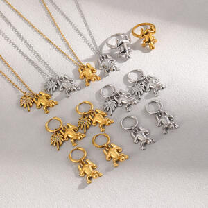 Simple Series Cute Irregular Shape Animal Stainless Steel Waterproof Gold Color Women's Jewelry Sets h5 Picture2