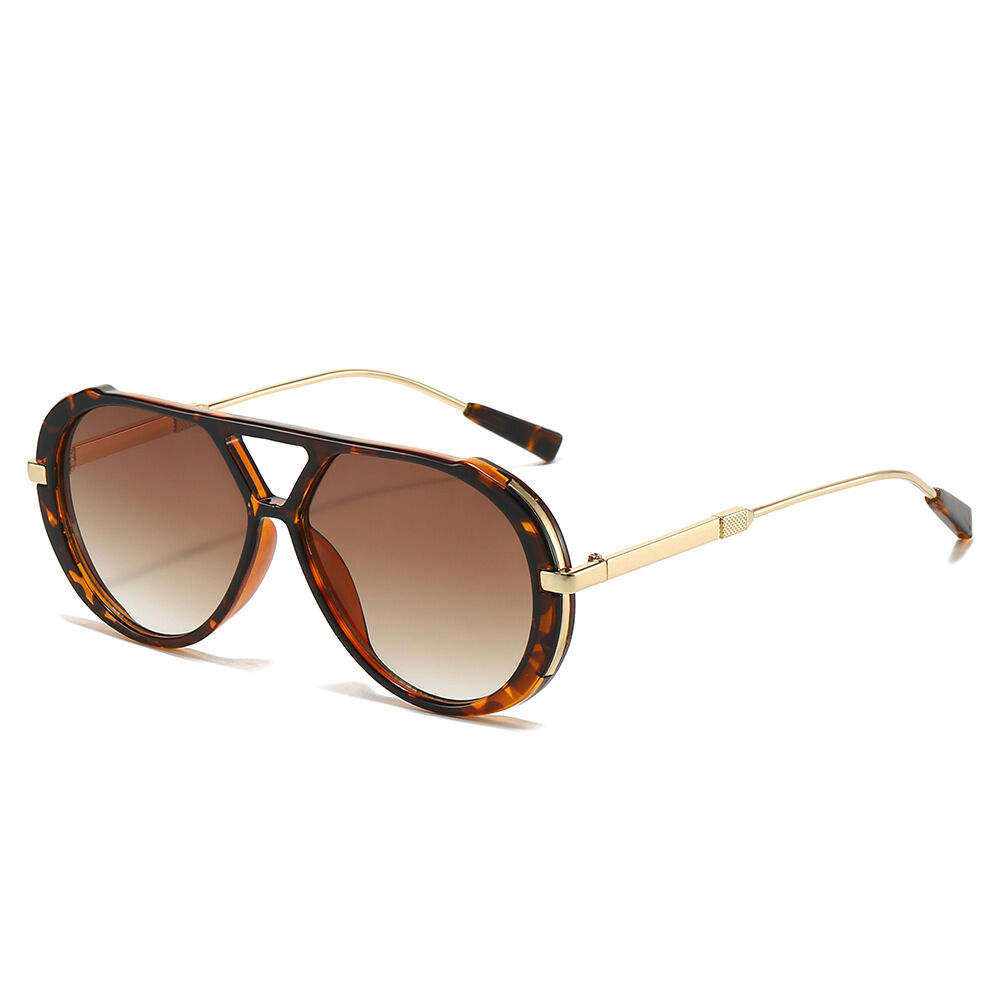Simple Series Retro Solid Color Leopard Print Gradient Color Sunglasses Picture2