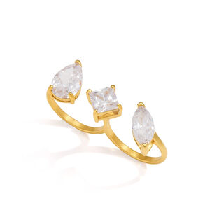 Luxe serie elliptische, waterdichte, roestvrijstalen damesringen met goudkleurige zirkonia. h5 Afbeelding6