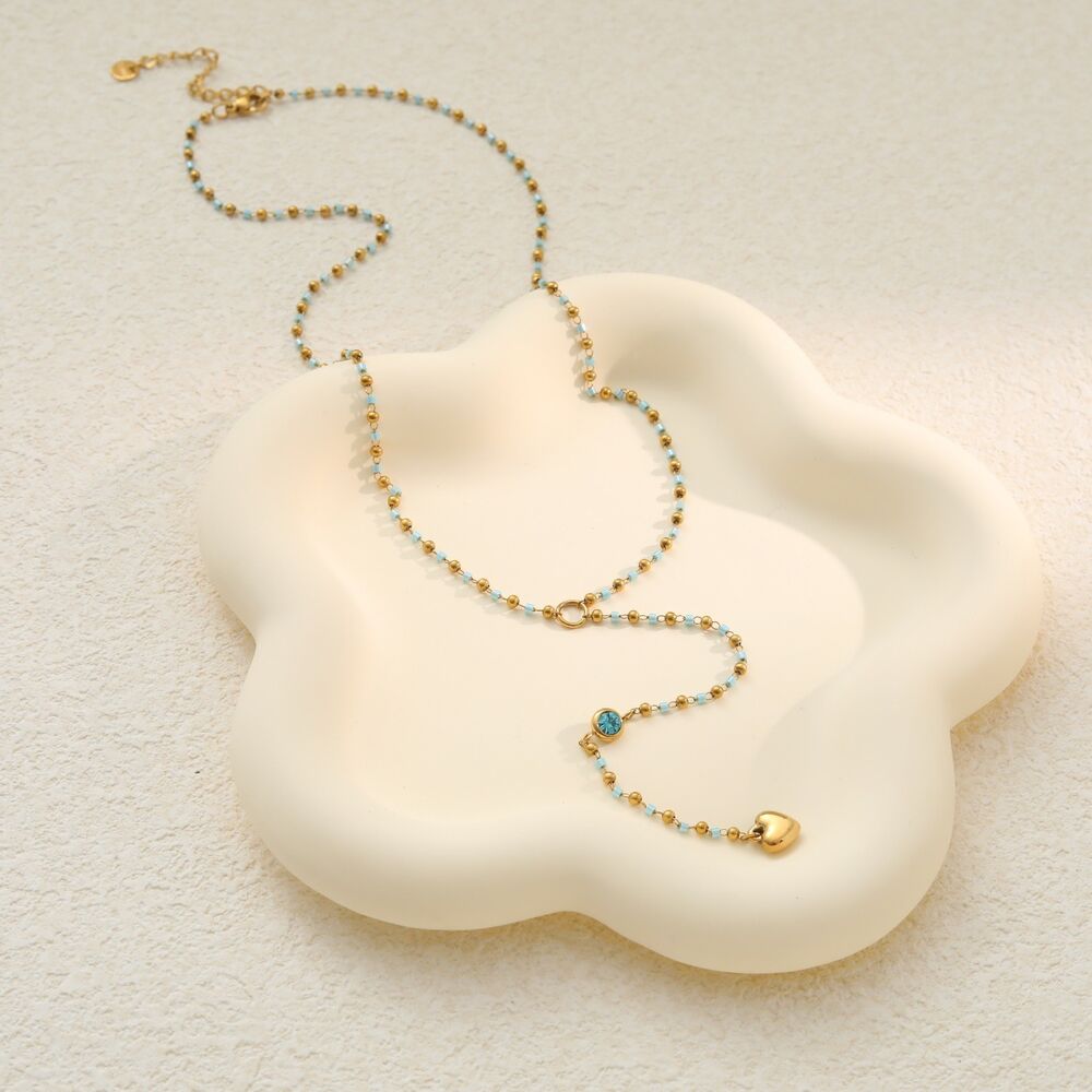 Collier chaîne cœur quotidien Simple Series en acier inoxydable étanche couleur or pour femme Image3