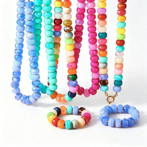 Simple Series Bohemian Beads Geometric Shape Acrylic Gold Color Women's Beaded Necklaces h5 Picture4