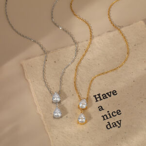 Simple Series Droplet Stainless Steel Waterproof Gold Color Zircon Women's Pendant Necklaces h5 Picture2