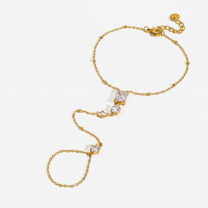 Simple Series Elegant Geometric Shape Stainless Steel Waterproof Gold Color Zircon Women's Hand Chain h5 Picture5