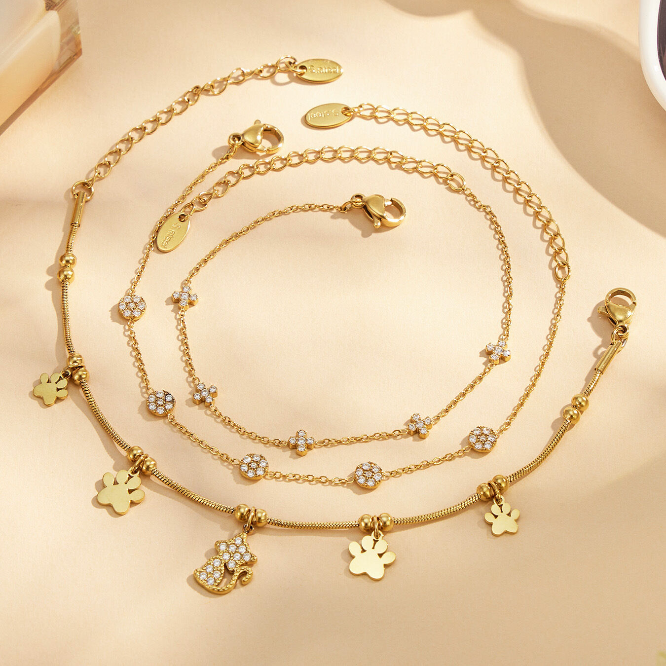 Luxurious Series Simple Irregular Shape Chain Stainless Steel Waterproof   Gold Color  Women's Charm Bracelets Picture3