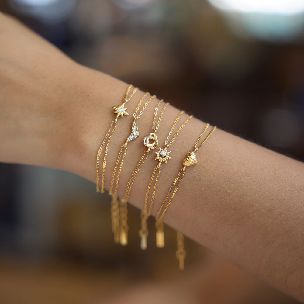 Simple Casual Irregular Shape Heart Stainless Steel Waterproof Gold Color Women's Chain Bracelets Picture4