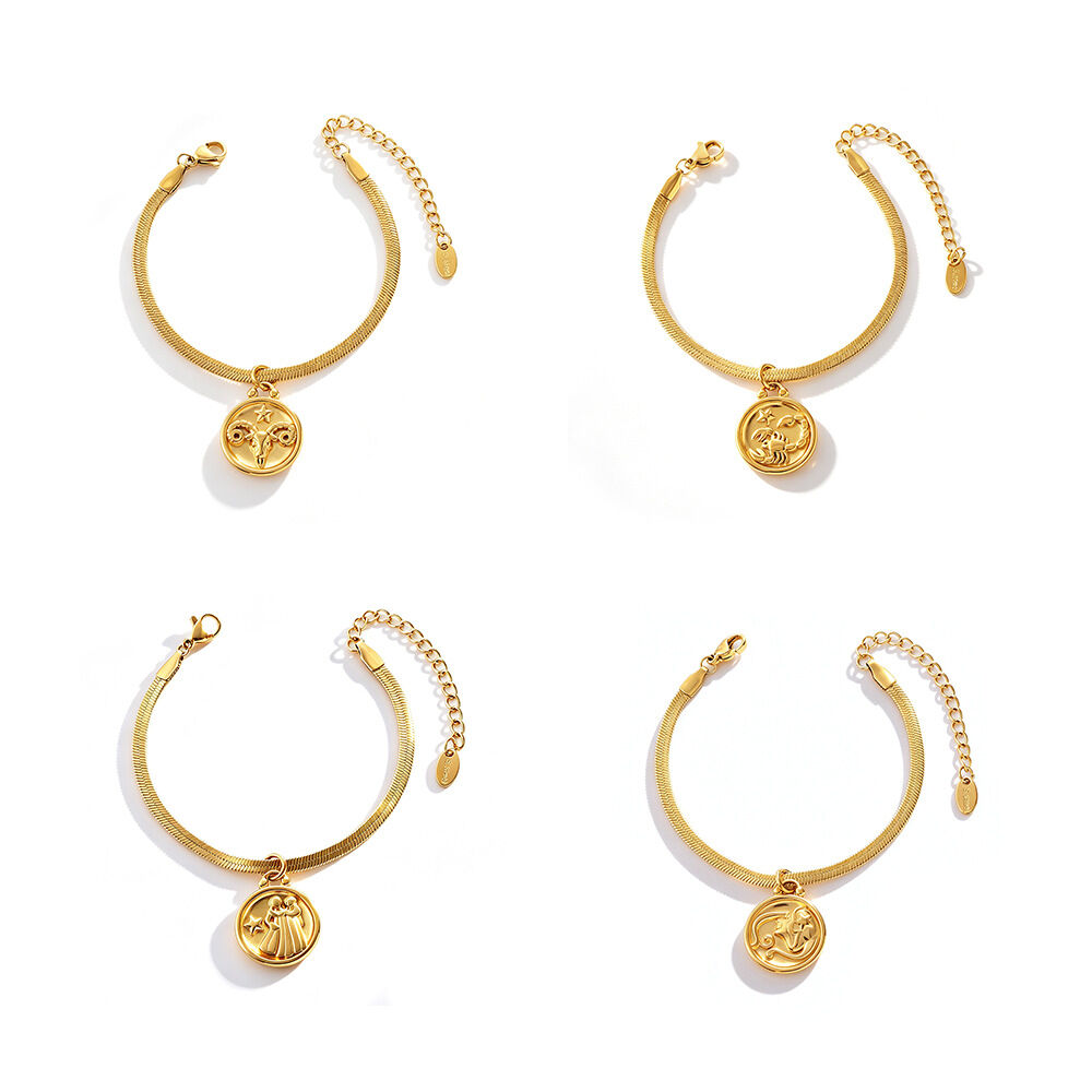 Simple Series Daily Constellation Stainless Steel Waterproof   Gold Color  Women's Charm Bracelets h5 Picture5