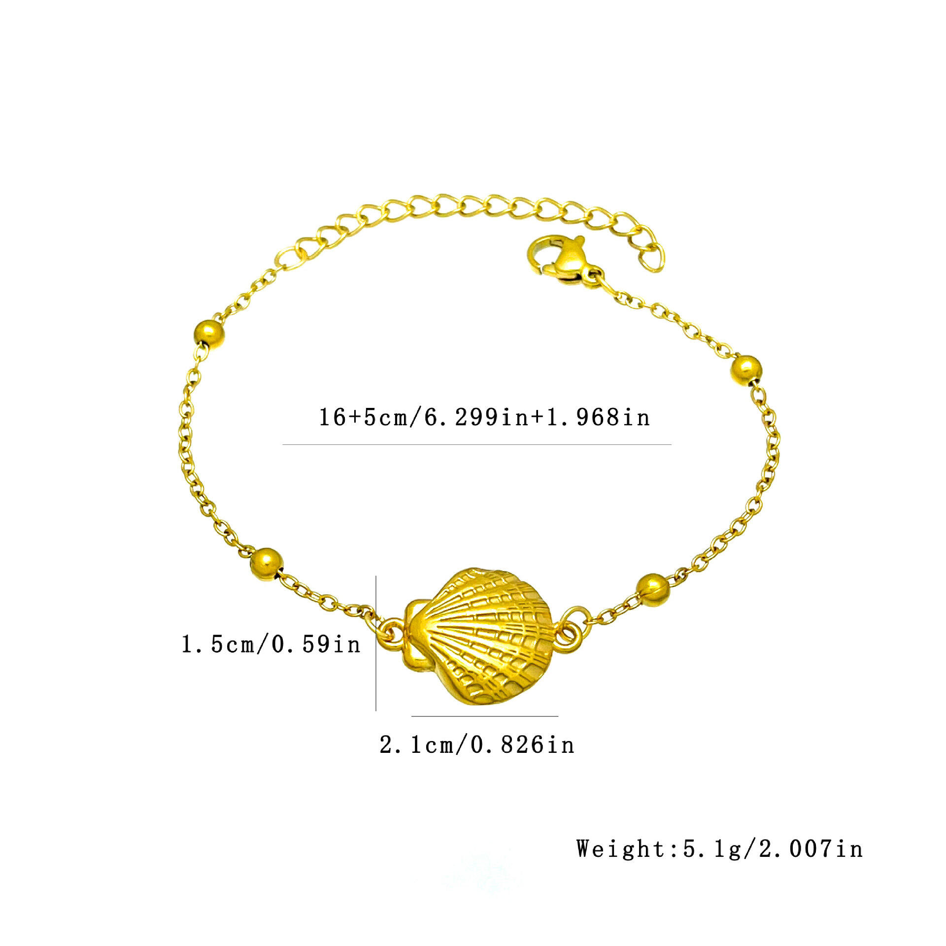 Braccialetti da donna semplici in acciaio inossidabile color oro, impermeabili, stile oceanico. Immagine4
