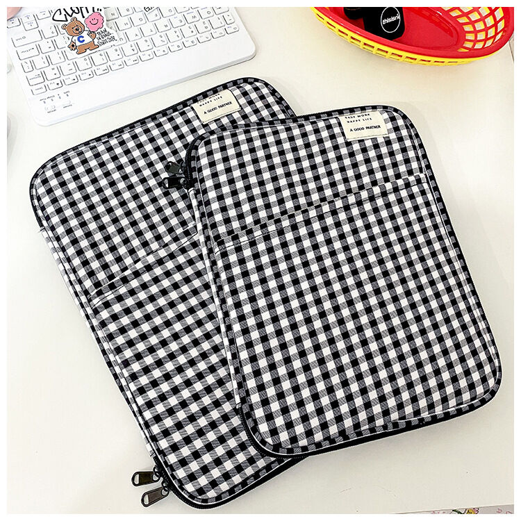 Borsa per computer da donna in tessuto a quadri stampato, stile casual Immagine4