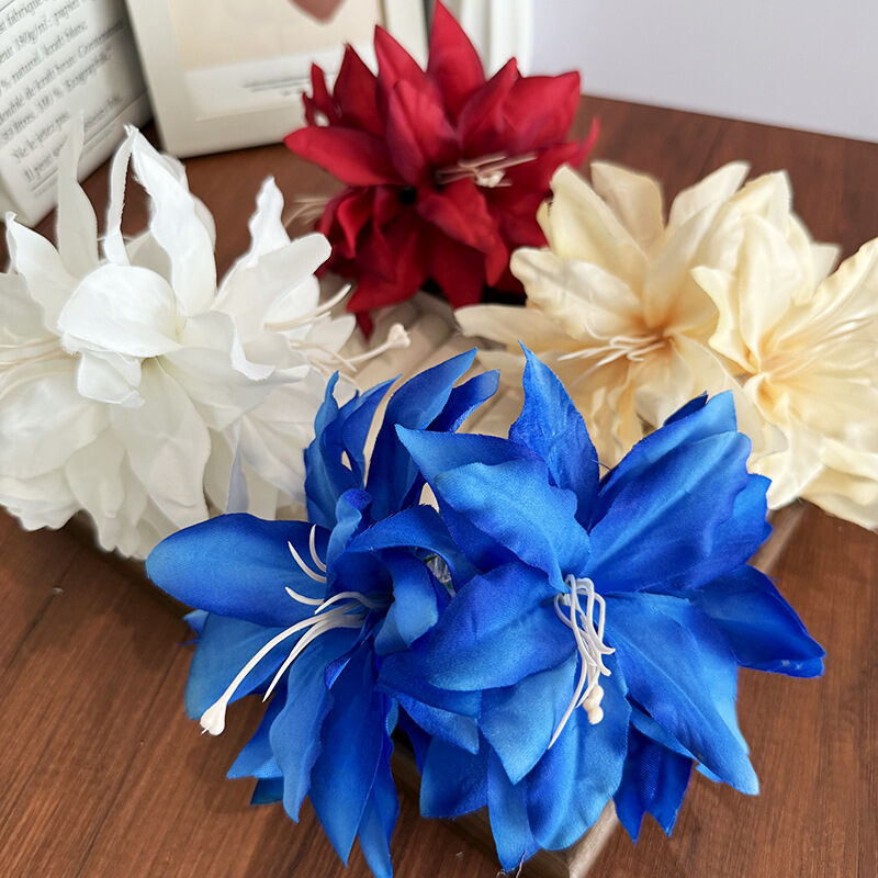 Pinzas para el cabello de tela de color liso con estampado floral dulce de la serie romántica Imagen5