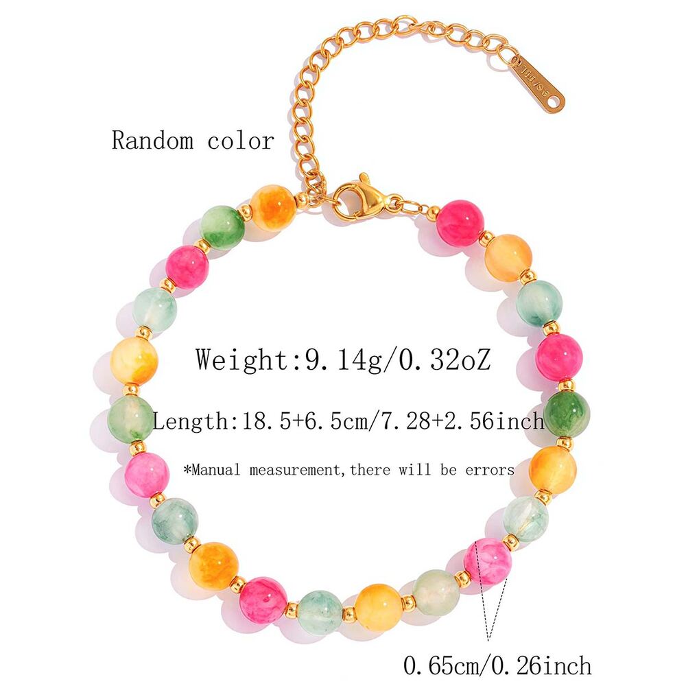 Simple Daily Circle Stainless Steel Waterproof Gold Color Women's Beaded Bracelets