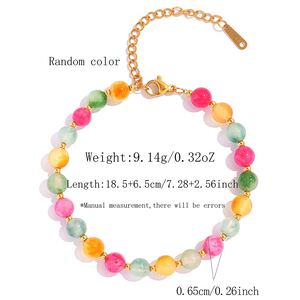 Simple Daily Circle Stainless Steel Waterproof Gold Color Women's Beaded Bracelets h5