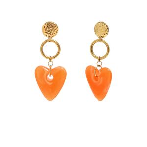 Boucles d'oreilles puces pour femmes, style rétro, motif marteau et cœur, en acier inoxydable étanche, couleur or, collection Simple Series h5 Image3