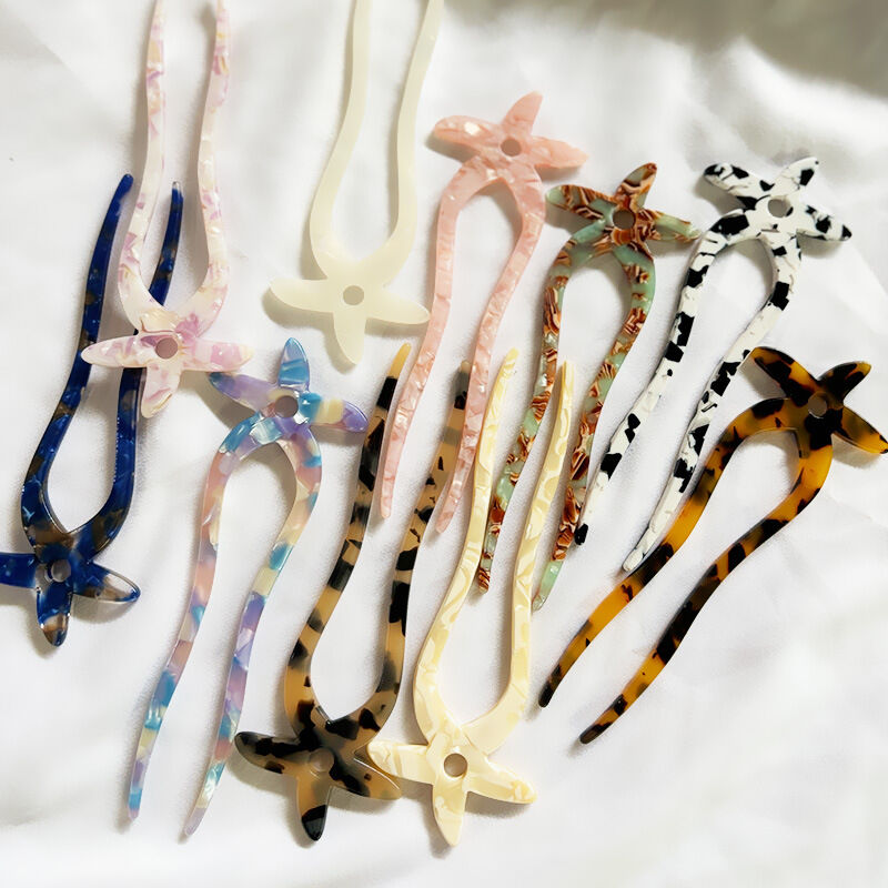 Simple Series Elegant Leopard Print Oceanic Style Starfish Gradient Color Acetate Hairpins