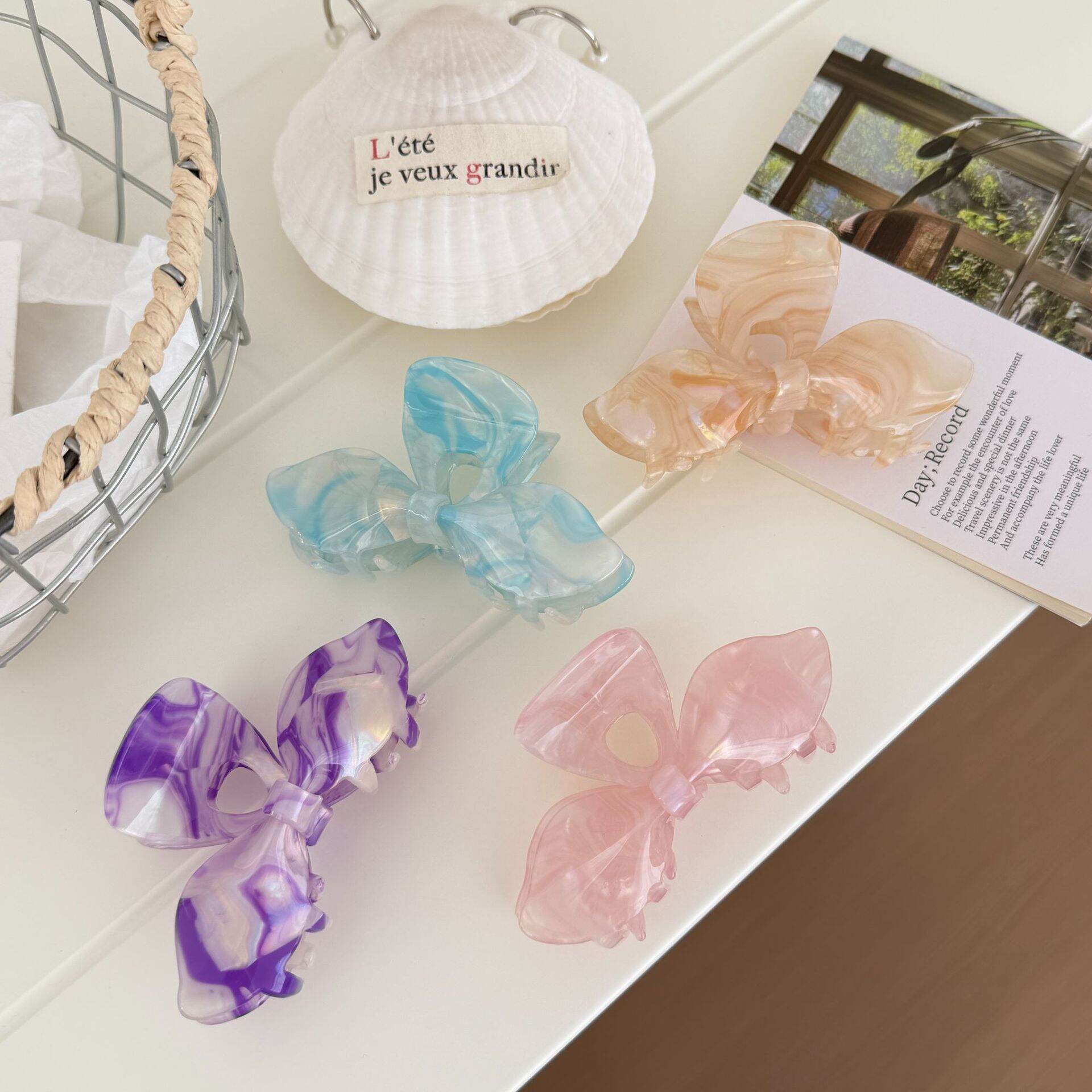Simple Series Daily Bow Knot Solid Color Gradient Color Acetate Hair Claws h5 Picture3