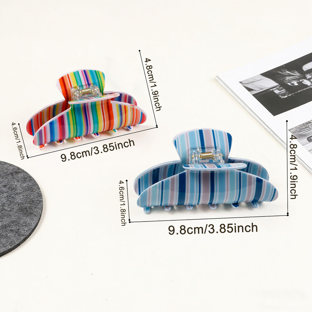 Simple Series Daily Stripe gemengde kleuren PVC haarklauwen h5Afbeelding3