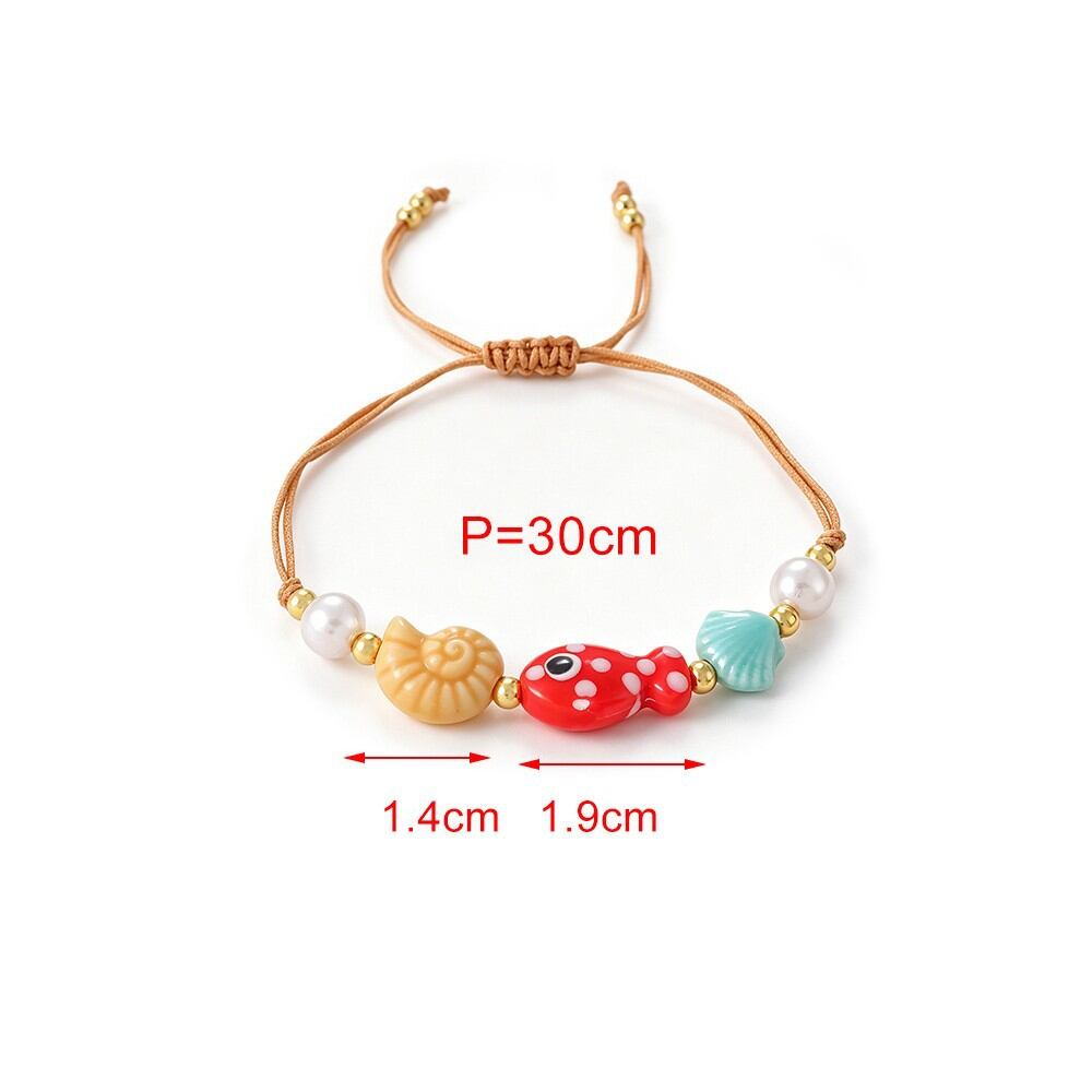 Bracelets pour femmes en corde tressée ornée de coquillages, style océanique mignon, avec perles. Image3