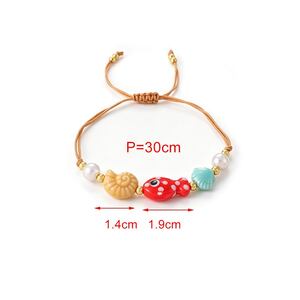 Bracelets pour femmes en corde tressée ornée de coquillages, style océanique mignon, avec perles. h5 Image3
