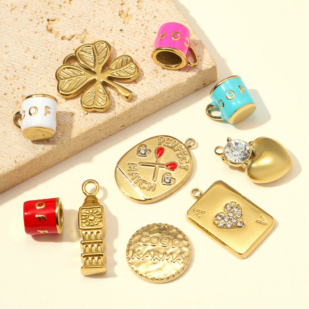 Einfache DIY-Anhänger aus Edelstahl in unregelmäßiger Form, wasserdicht, goldfarben Bild2