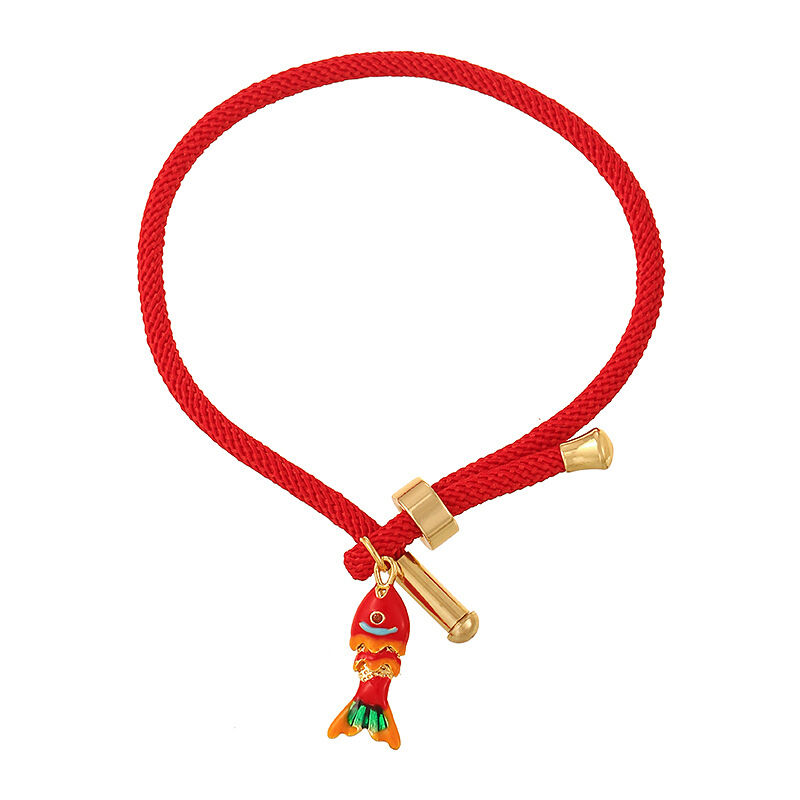 Bracelets tressés ethniques pour femmes, motif poisson, couleur cuivre et or h5 