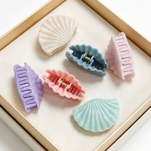Simple Series Daily Solid Color Oceanic Style Shell Gradient Color Acrylic Hair Claws h5 Picture3