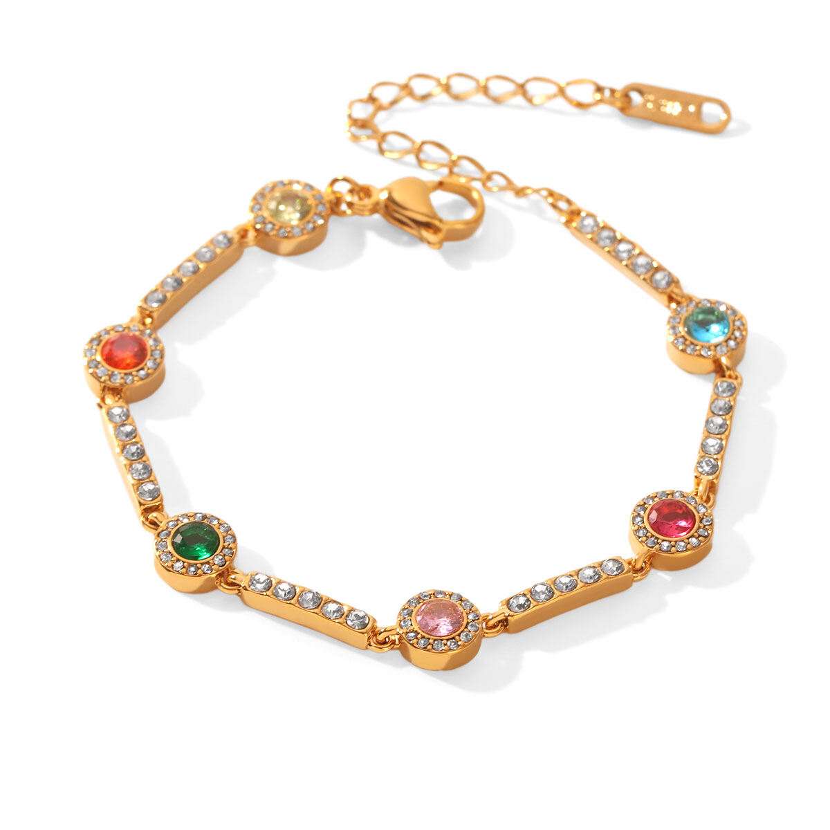Simple Series Daily Chain Circle Stainless Steel Waterproof Gold Color Zircon Women's Chain Bracelets h5