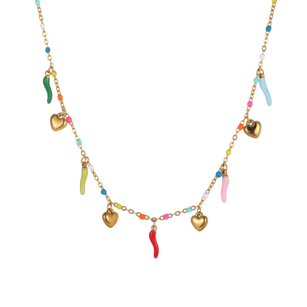 Collier chaîne cœur quotidien Simple Series en acier inoxydable étanche couleur or pour femme h5 Image5