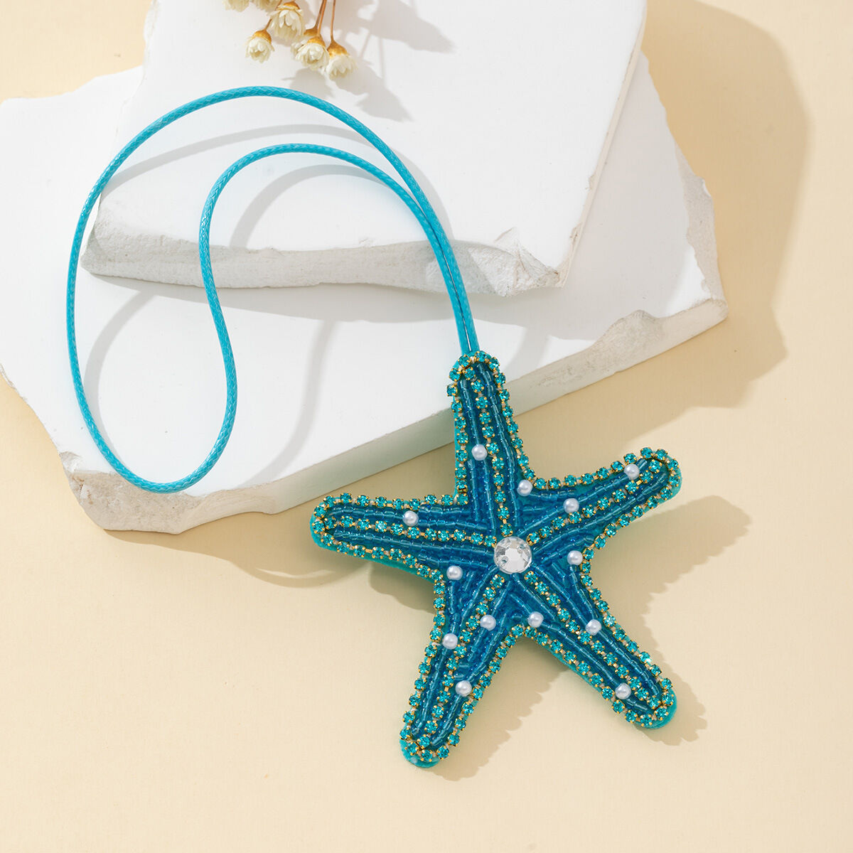 Simple Series Natural Oceanic Style Beads Woven Starfish Rope Bag Charms