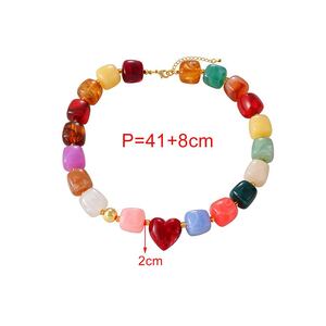 Collares de cuentas de resina con forma de corazón para mujer h5 Imagen3