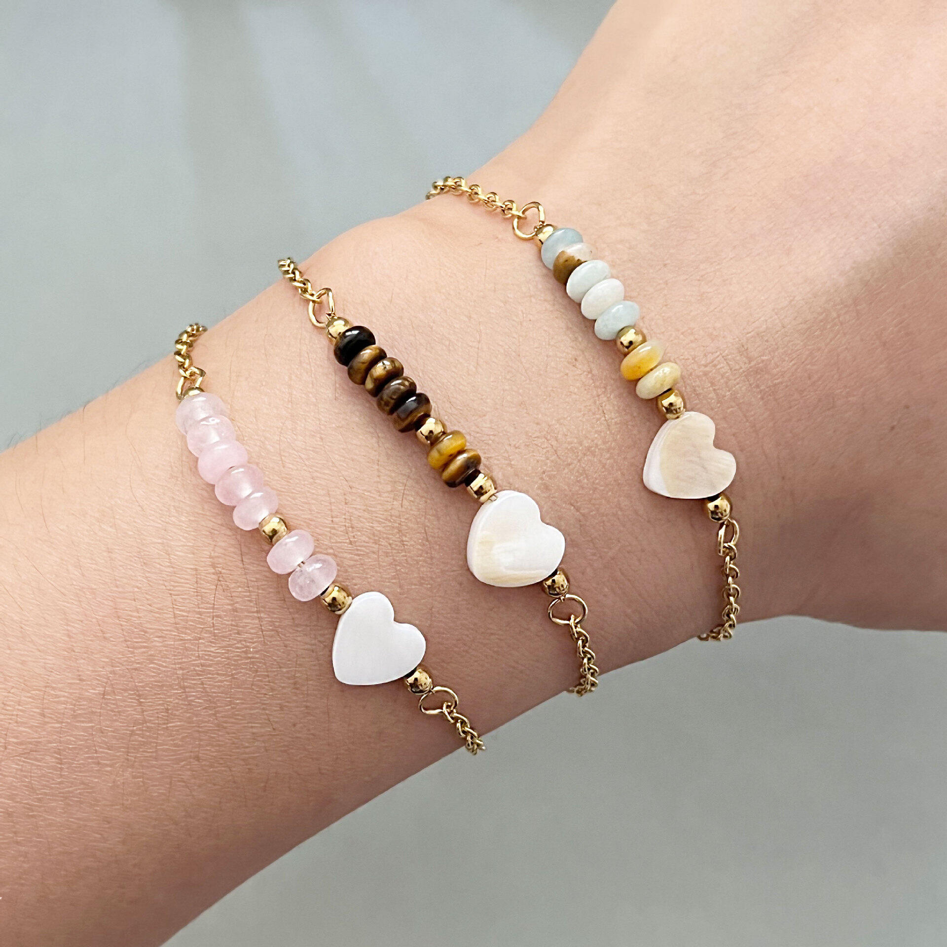Bracelets de perles pour femmes avec cœurs, coquillages et perles de mer h5 Image3