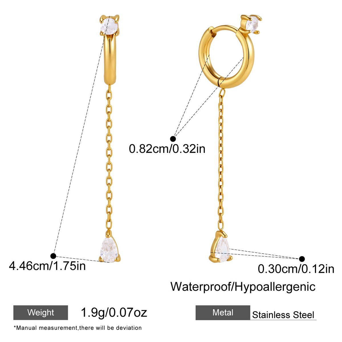 Elegante Tropfenohrringe mit Quaste aus Edelstahl, wasserfest, goldfarben, schlichte Serie 