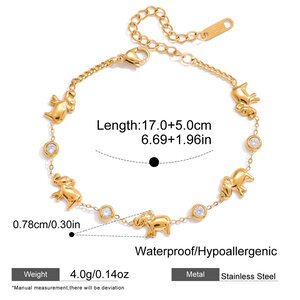 Luxurious Elegant Animal Patchwork Stainless Steel Waterproof Gold Color Zircon Women's Chain Bracelets h5