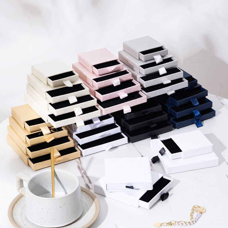 Simple Series Daily Solid Color Geometric Shape Paper Jewelry Boxes h5Picture2