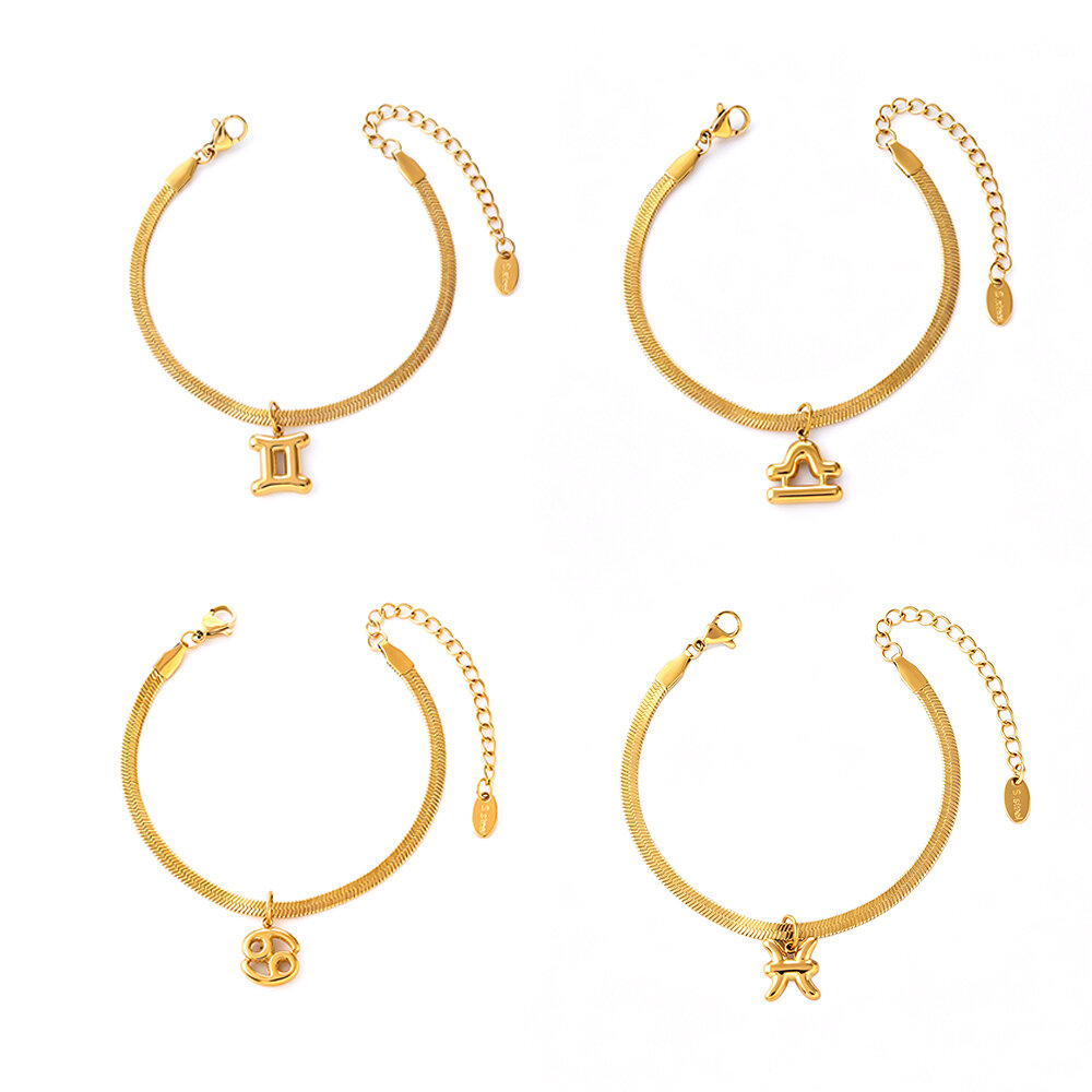 Simple Series Daily Constellation Stainless Steel Waterproof   Gold Color  Women's Charm Bracelets Picture5